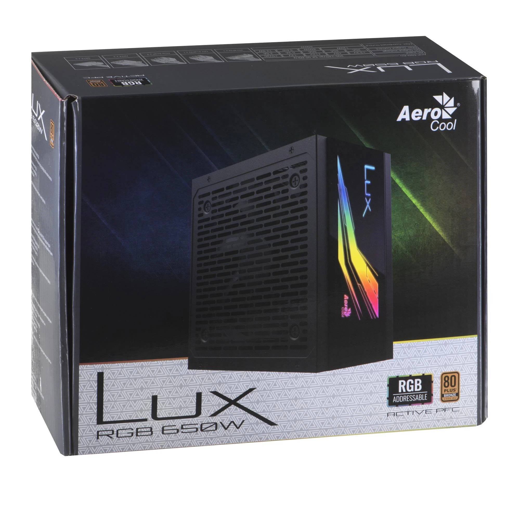 AEROCOOL AEROPGSLUXRGB-650 PSU ATX AeroCool LUX 650W RGB 80 PLUS bronzos