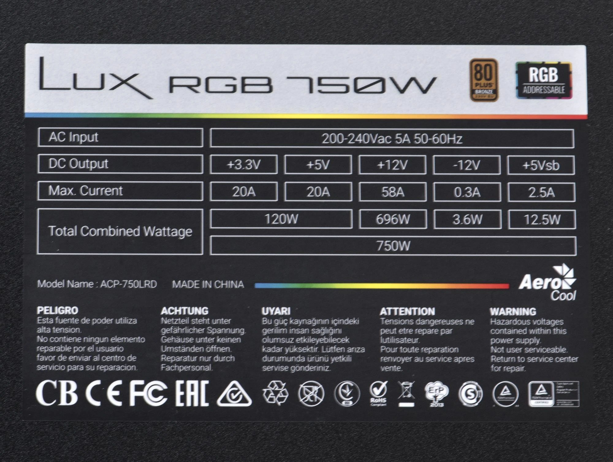 AeroCool LUX RGB 750 W