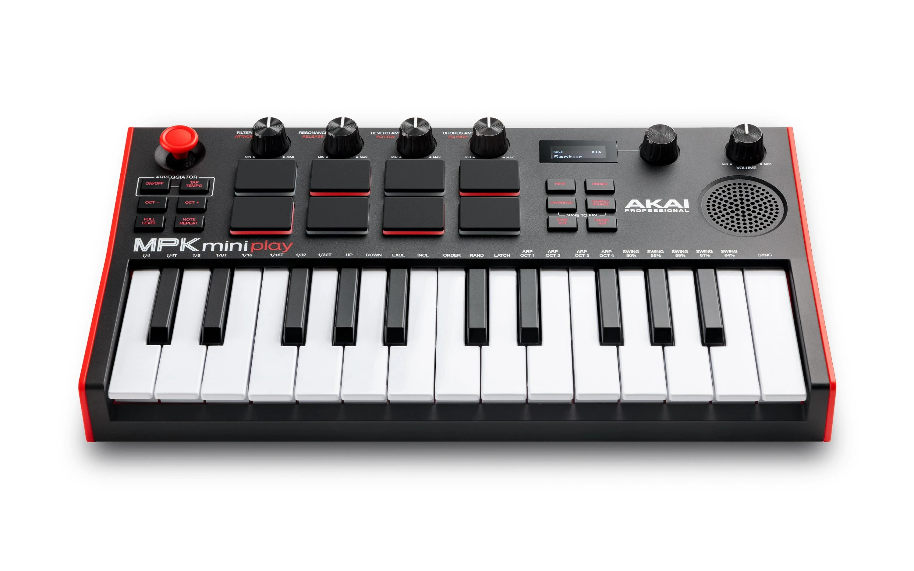 AKAI MPK Mini Play MK3 klaviatūra, juoda/raudona