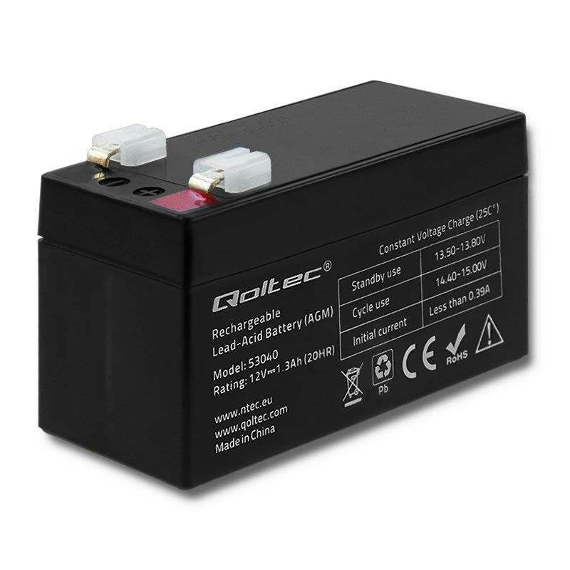 QOLTEC 53040 Baterija AGM 12V 1.3Ah max.0.39A