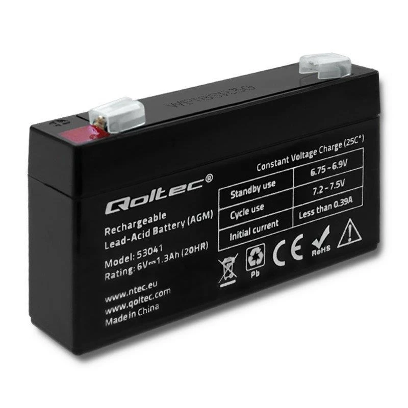 QOLTEC 53041 Baterija AGM 6V 1.3Ah max.0.39A