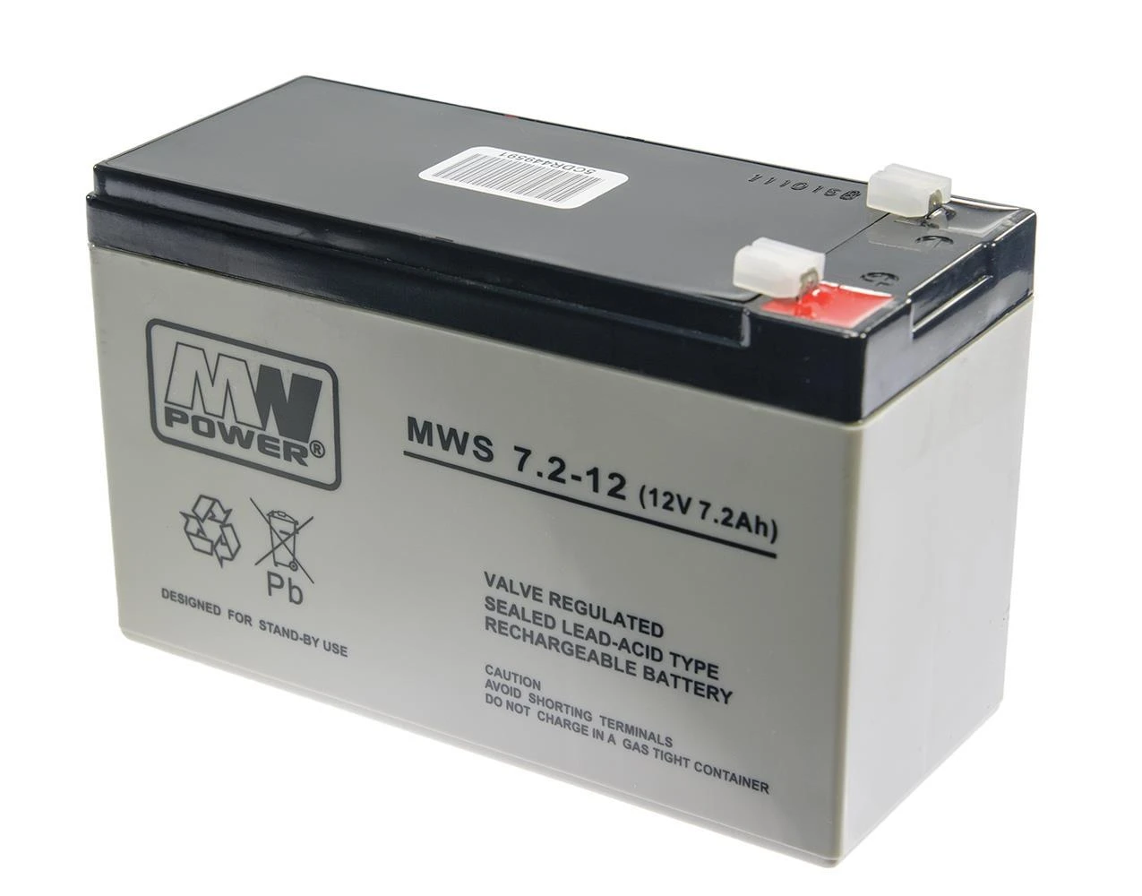 Power MWS 12V 7.2Ah F1(187) AGM akumuliatorius, 5 metai