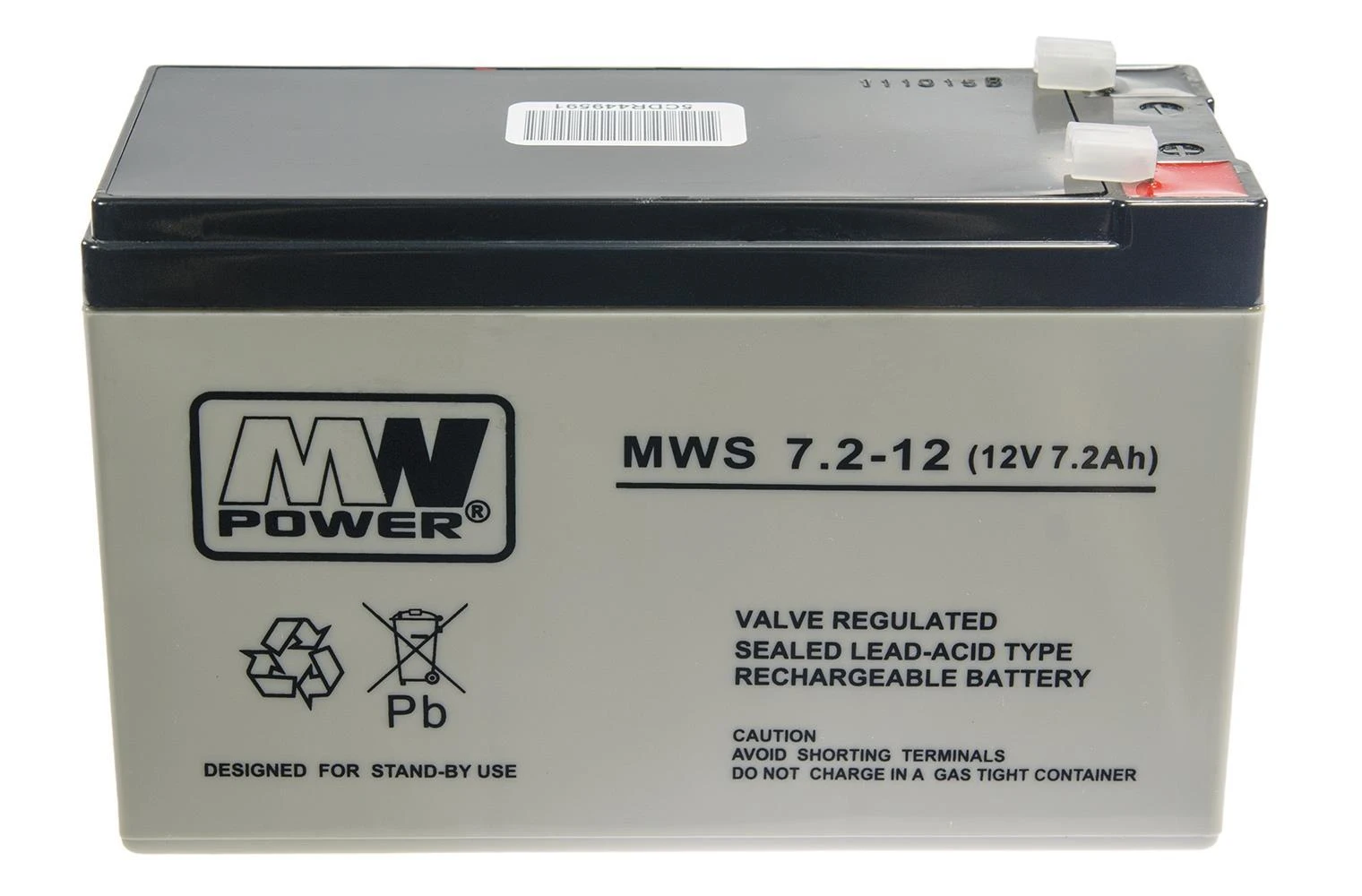 Power MWS 12V 7.2Ah F1(187) AGM akumuliatorius, 5 metai