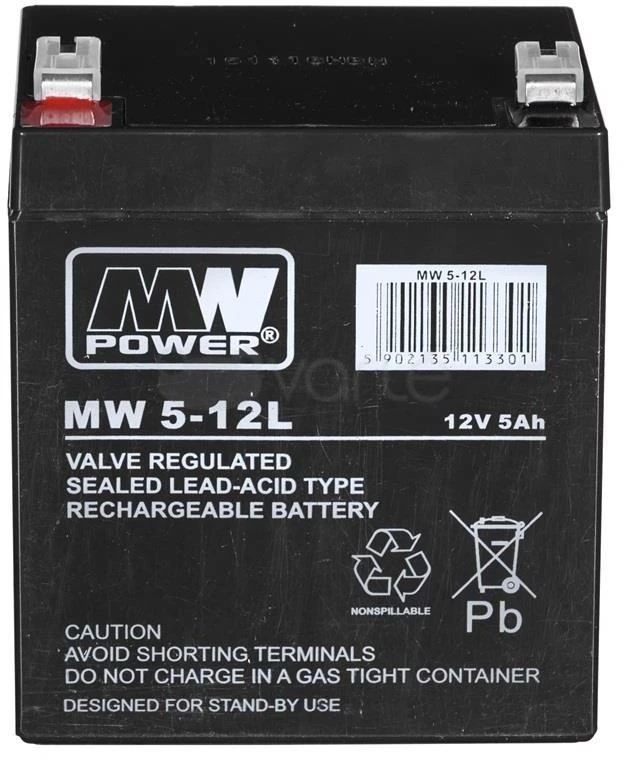 Mw Power MWPower MW 12V 5Ah F2(250) AGM akumuliatorius, 6-9 metai