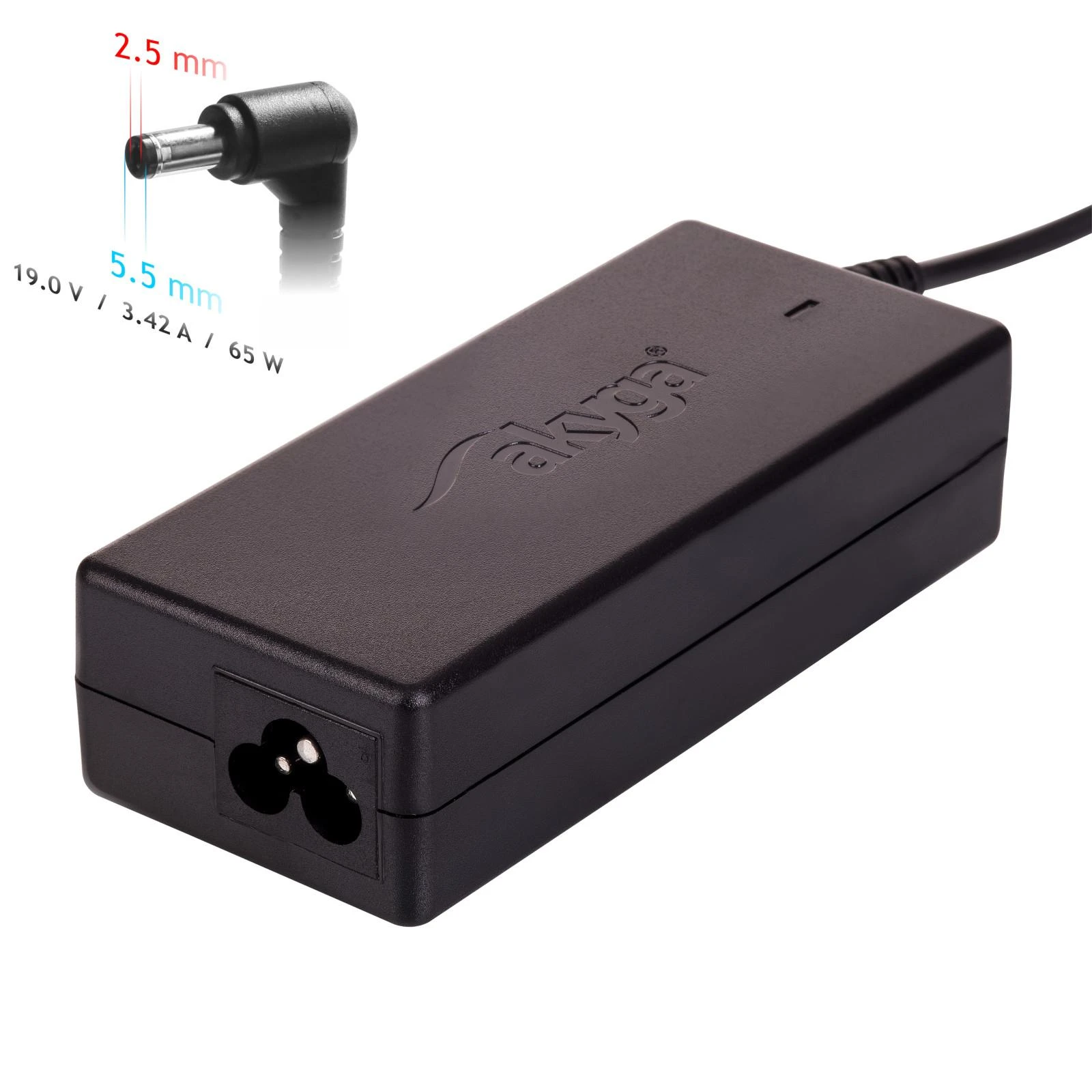 AKYGA AK-ND-01 nešiojamojo kompiuterio maitinimo adapteris AK-ND-01 19V/3.42A 65W 5.5x2.5 mm ASUS/TOSHIBA/LENOVO