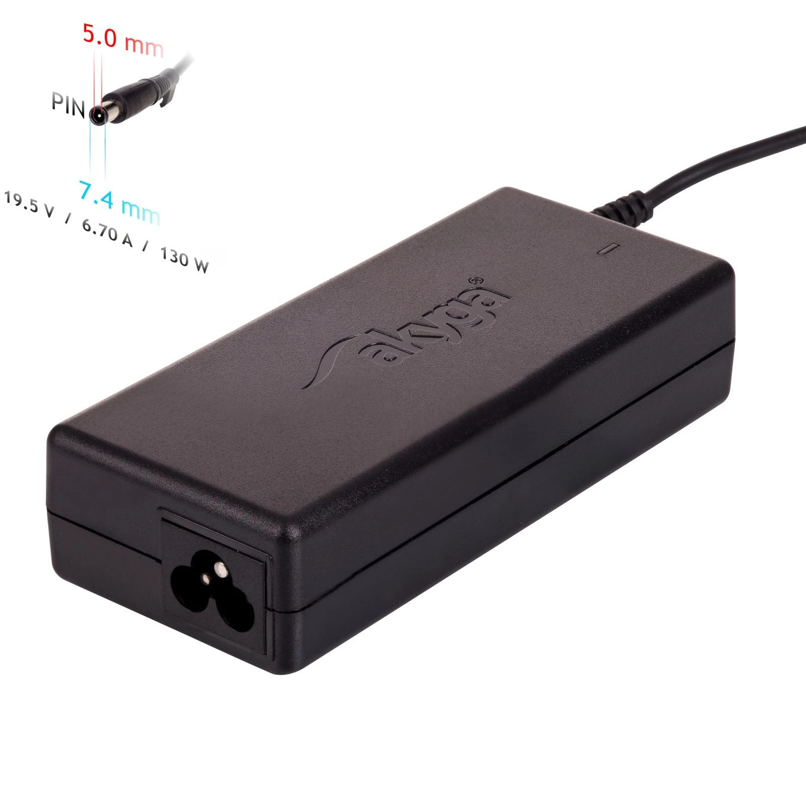 Maitinimo tinklas Akyga AK-ND-57 nešiojamiesiems kompiuteriams DELL (19,5 V, 6,75 A, 130 W, 7,4 mm x 5 mm)