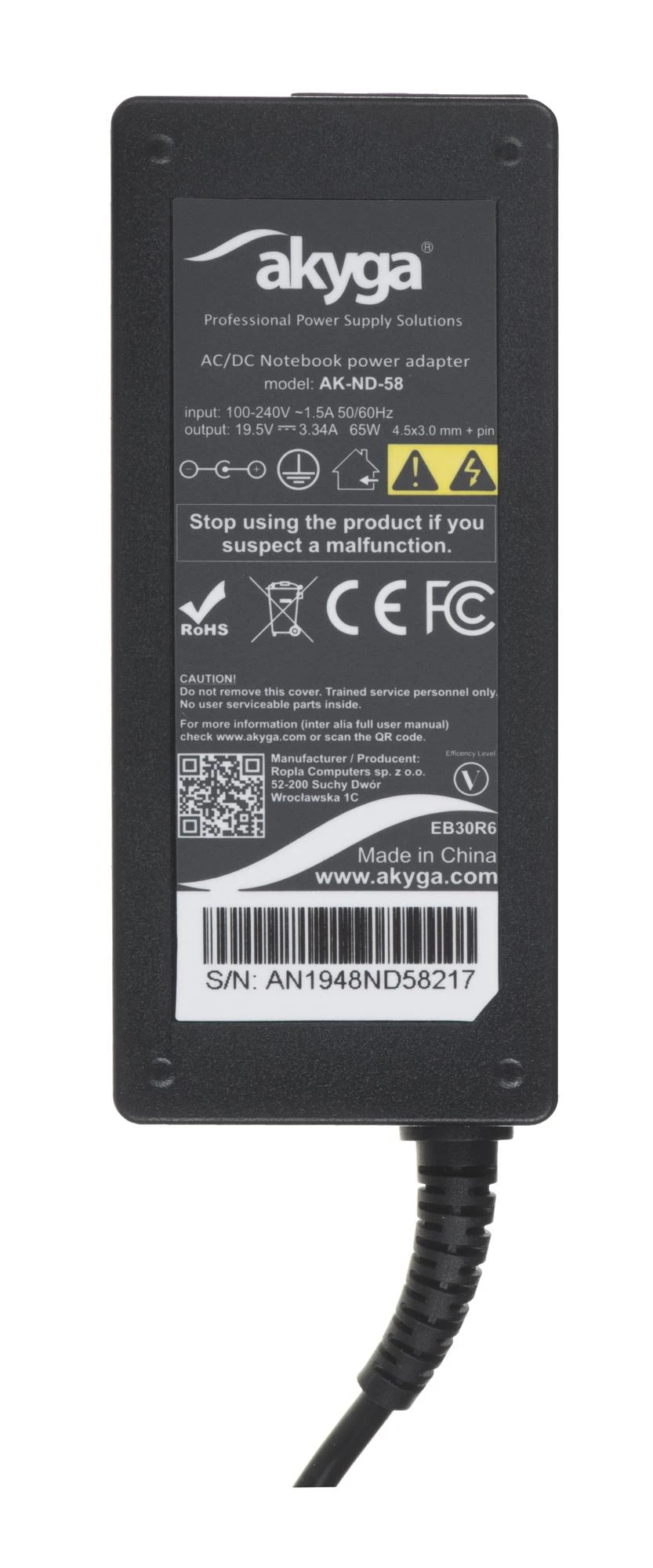 Akyga AK-ND-58 mobile device charger Indoor Juodas