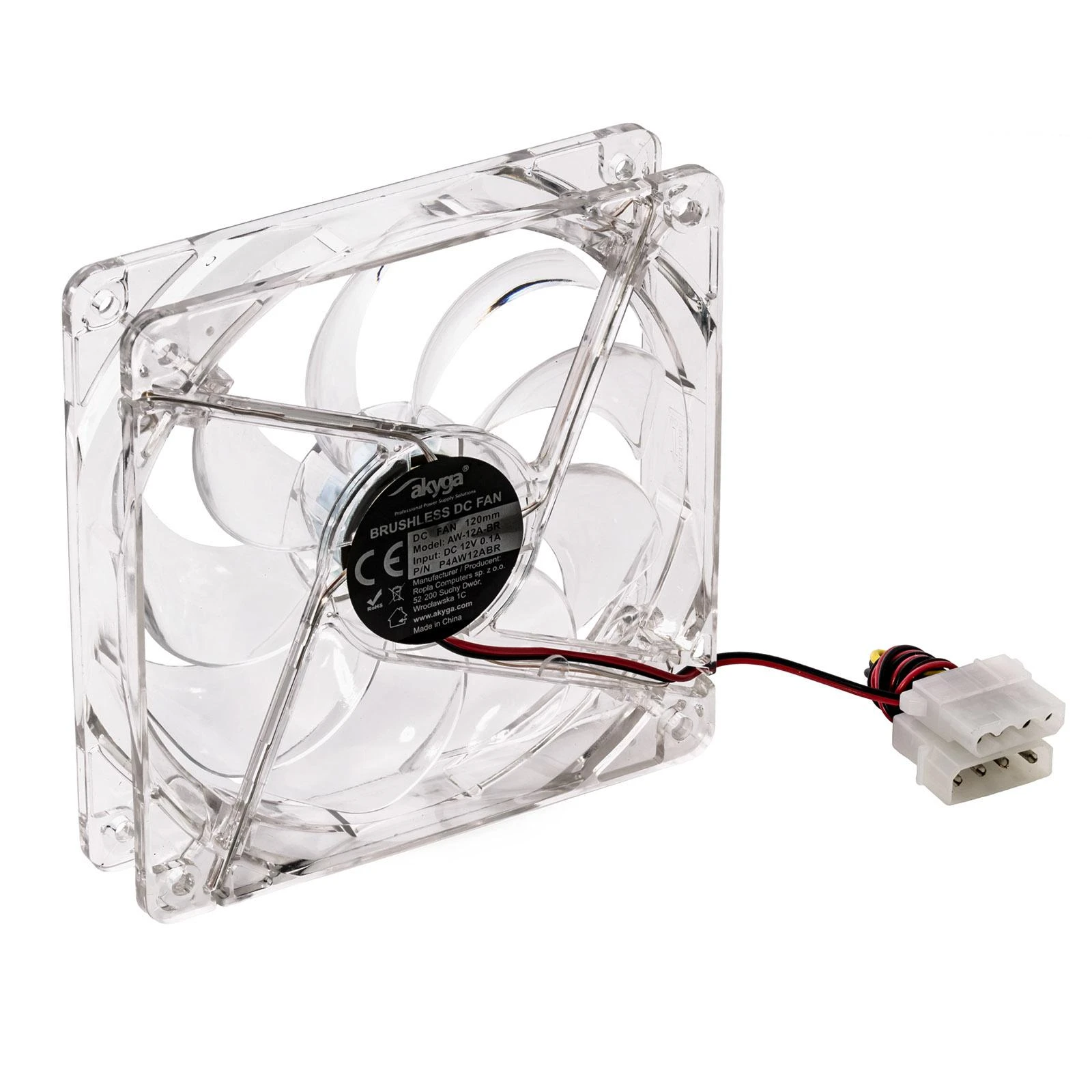 Akyga Oem Ventiliatorius 12V 120x120x25mm Molex - raudonas apšvietimas