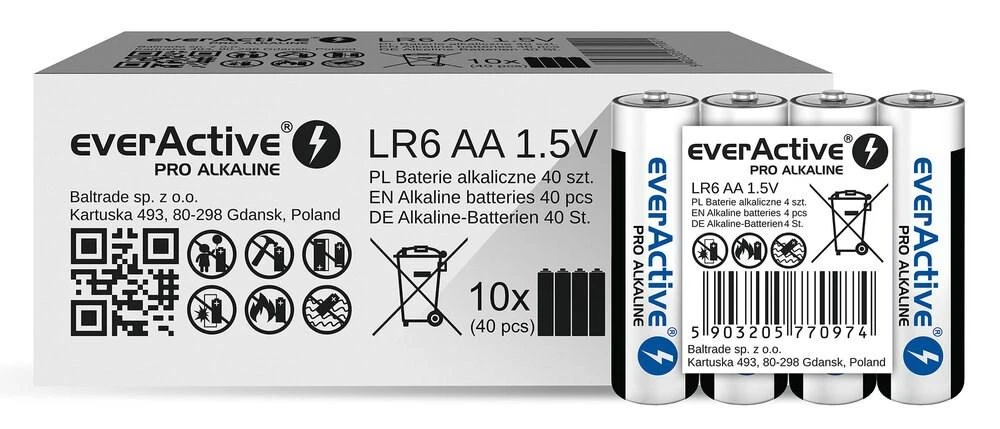 EverActive AA baterijų pakuotė su 4 vienetų komplektu