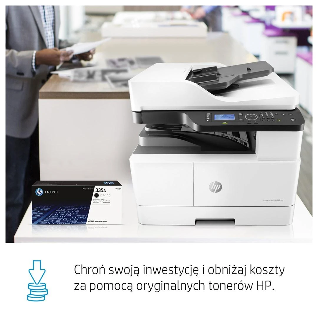Hewlett Packard (HP) HP LaserJet MFP M443nda AIO All-in-One Spausdintuvas - A3 Mono lazerinis, Spausdinti/Kopijuoti/Nuskaityti, Automatinis dokumentų tiektuvas, Auto-Duplex, LAN, 25psl/min, 2000-5000 puslapių per mėn.