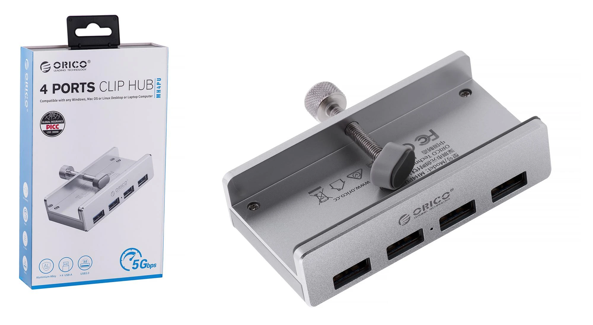 Orico USB 3.0 šakotuvas su tvirtinimo spaustuku