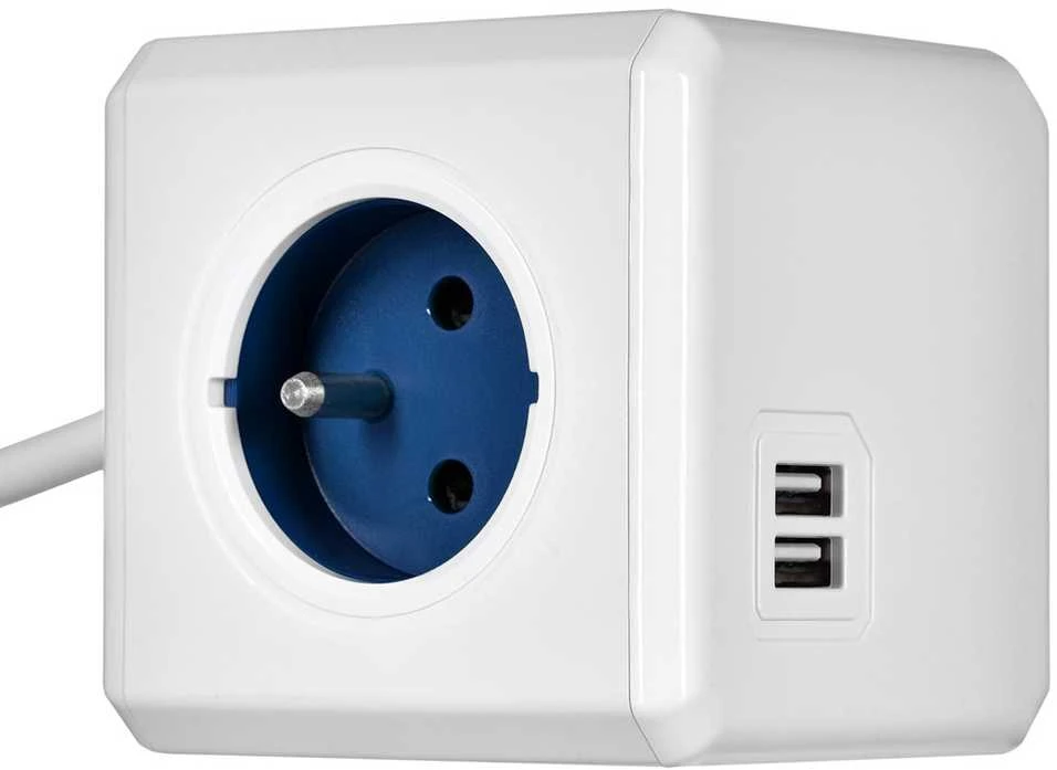 Allocacoc PowerCube Extended 4 lizdai 2x USB 1,5m malūnėlis