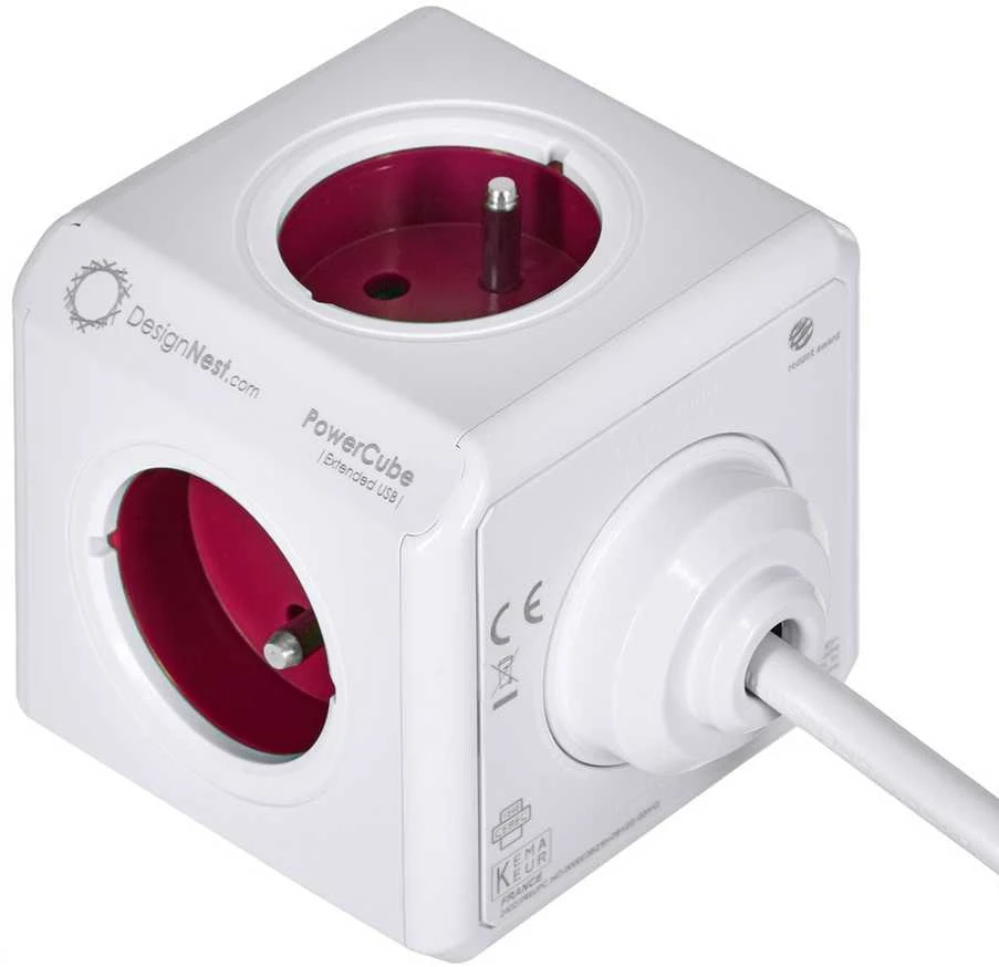 Allocacoc PowerCube Extended USB 1,5 m - raudona
