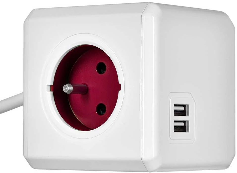 Allocacoc PowerCube Extended USB 1,5 m - raudona