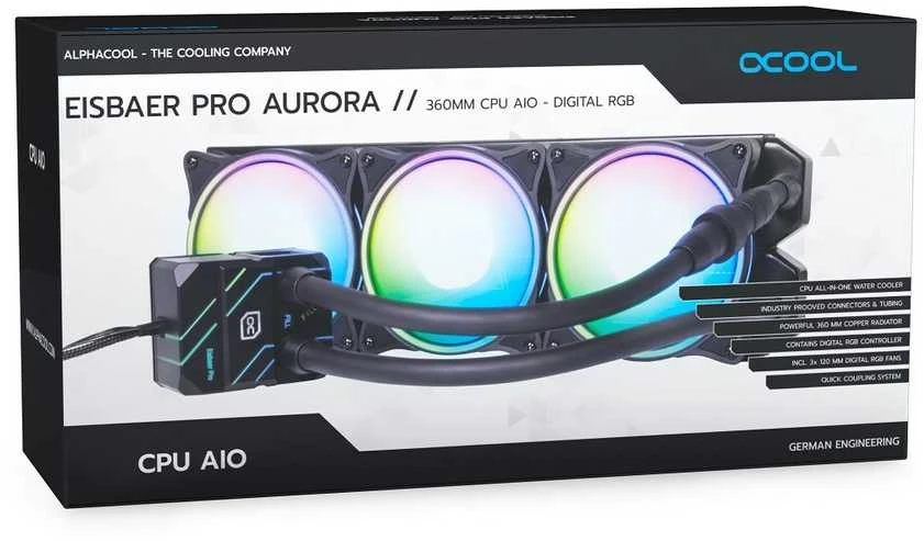 „Alphacool 13074“ kompiuterio aušinimo sistema, procesorius, viskas viename skysčio aušintuvas, 12 cm, Juodas, 1 vnt.