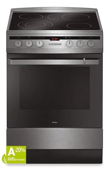 Amica 618CE3.434HTaKDQ(Xx) Freestanding cooker Ceramic Nerūdijantis plienas A-20%