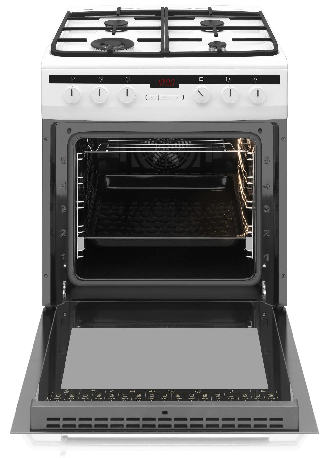 Amica 618GE3.39HZpTaDpNA(W) Atskirai pastatoma viryklė dujinė Baltas A