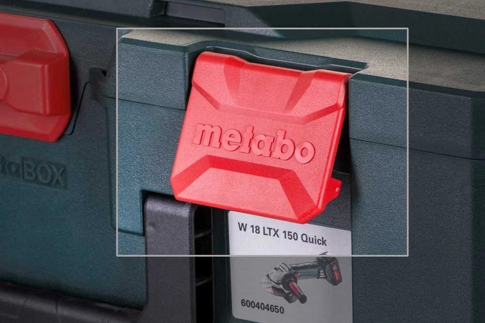 METABO W 18 LTX 150 QUICK kampinis šlifuoklis (600404650) + metaBOX 165 L dėklas Žalia, Juoda