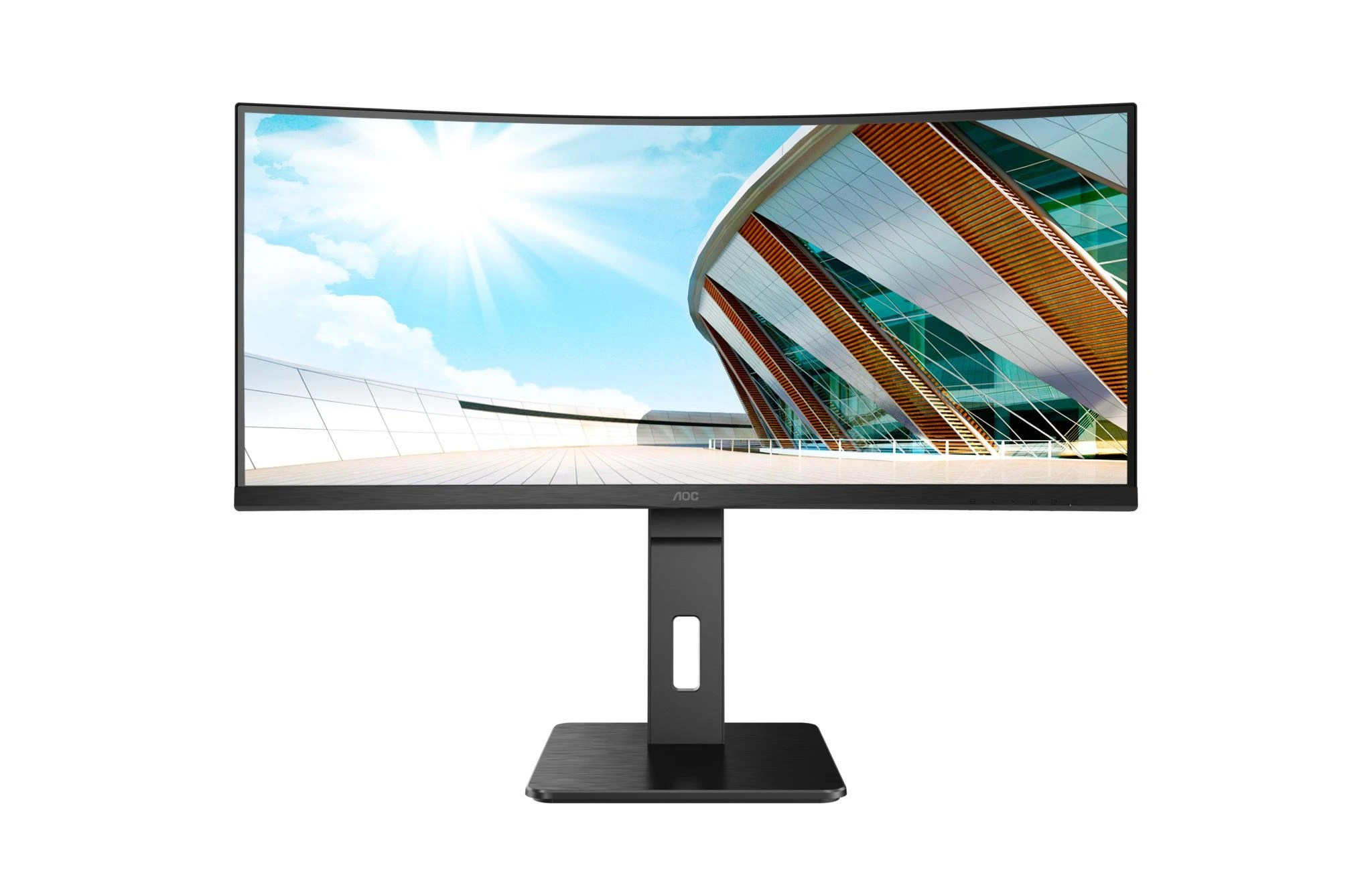 Monitorius AOC CU34P2A 34 colių VA lenktas 3440x1440 H/A 150mm 100hz FreeSync Premium ULTRAWIDE USB HOB GARSIAKARIAI DPx1 HDMIx2 VESA 100x100 PRO LINE