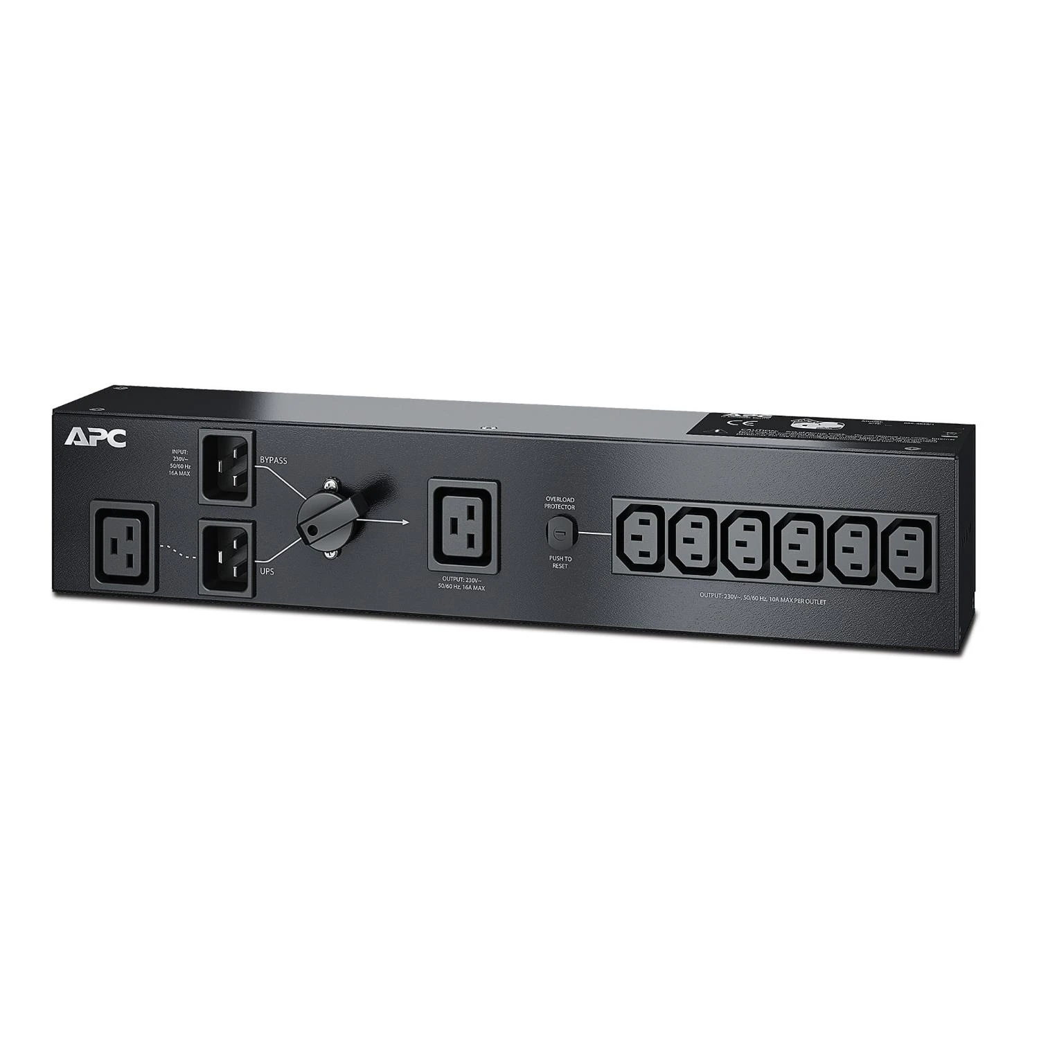 Apc SERVICE BYPASS PANEL 230V 16A BBM IEC C20 įvestis; (6) IEC C13 (1) C19 išvestis