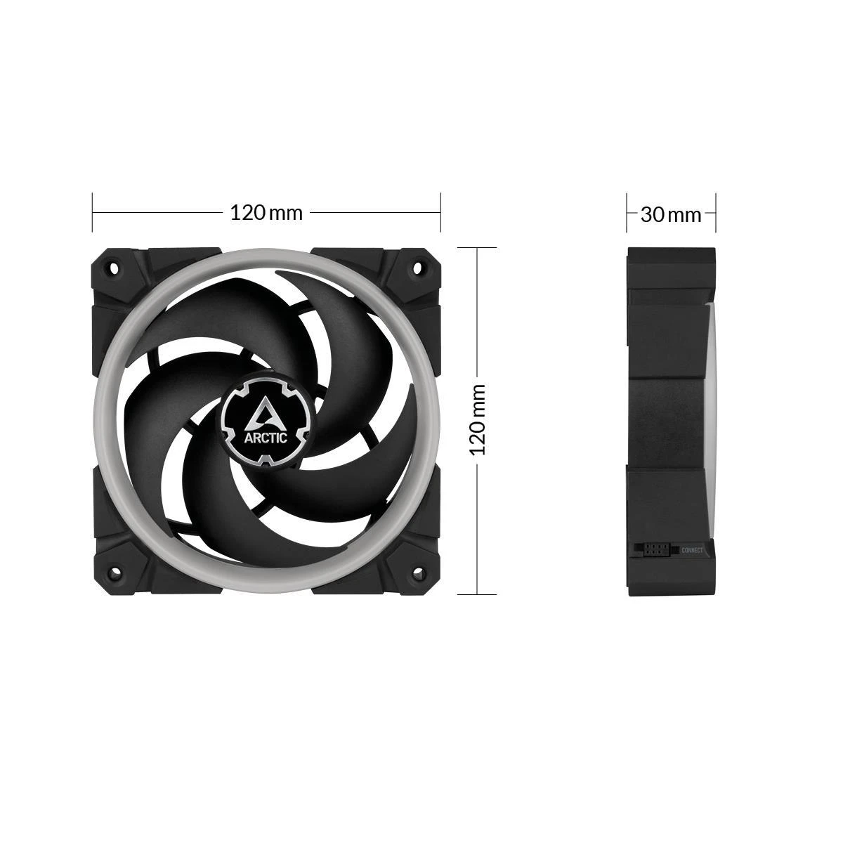 ARCTIC BioniX P120 A-RGB Optimizuotas slėgis 120 mm ventiliatorius su A-RGB