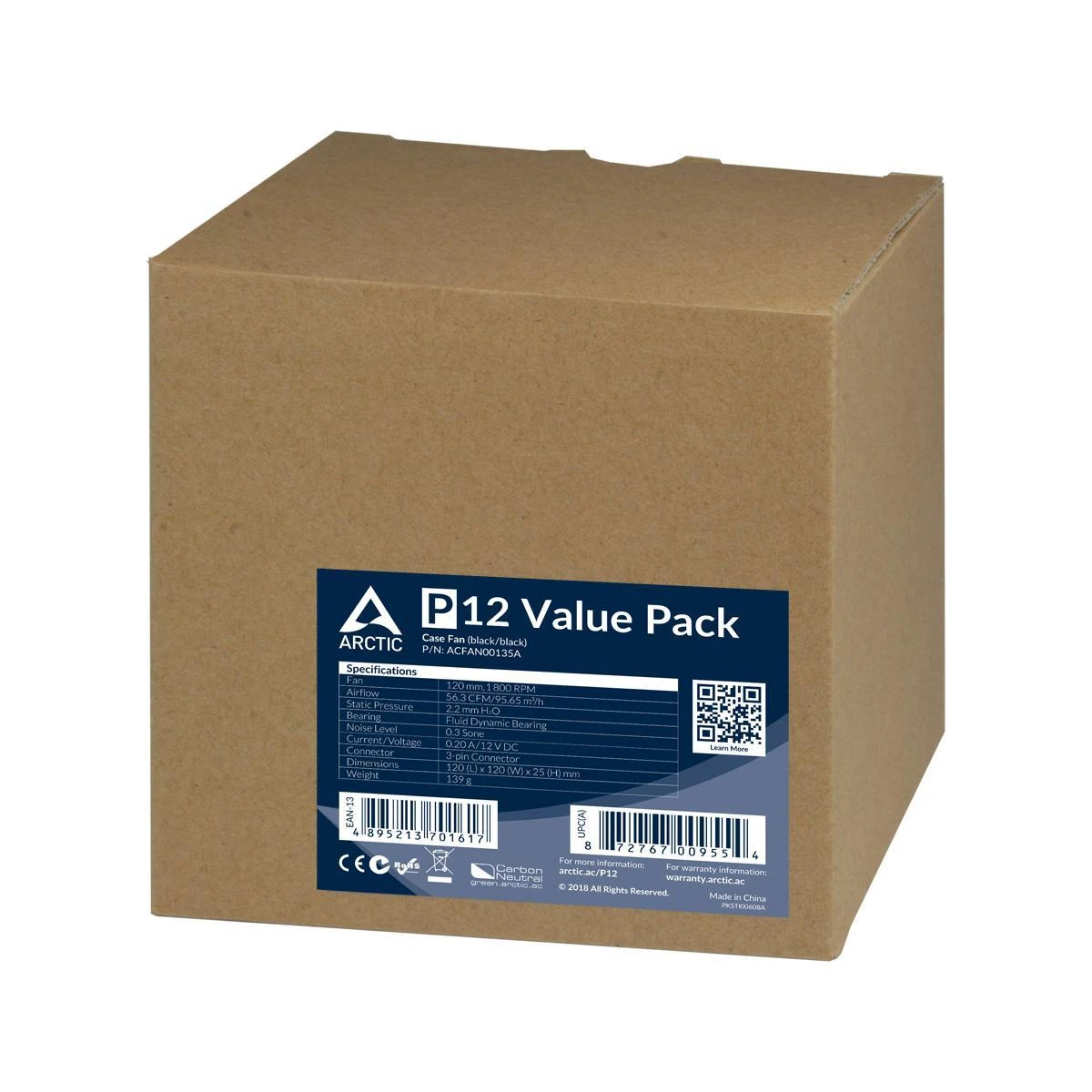 ARCTIC P12 Value Pack Kompiuterio korpusui Aušintuvas 12 cm Juoda