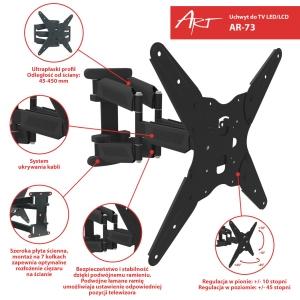 ART RAMT AR-73 Laikiklis AR-73 LCD/LED 19-55 35kg reg. vertikali / lygi dviguba ranka