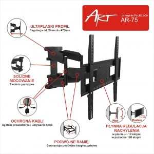 ART RAMT AR-75 ART Laikiklis AR-75 LCD/LED 23-65 50kg reg. vertikali / lygi dviguba ranka