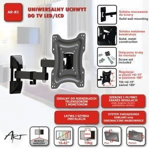 ART RAMT AR-83 Laikiklis AR-83 prie TV LCD/LED 10-42 15KG kor. vertikalus/horizontalus 39cm