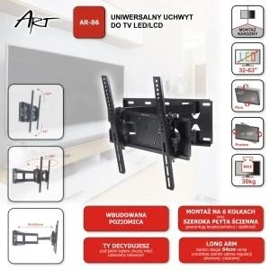 ART RAMT AR-86 ART laikiklis AR-86 skirtas LCD/LED 32-63 30kg kor. vertikalus / lygis