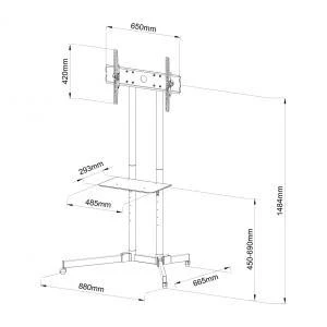 ART STO S-08A Lenta ant ratų + laikiklis prie televizoriaus LCD/LED/Plasma 30-65 60KG S-08A