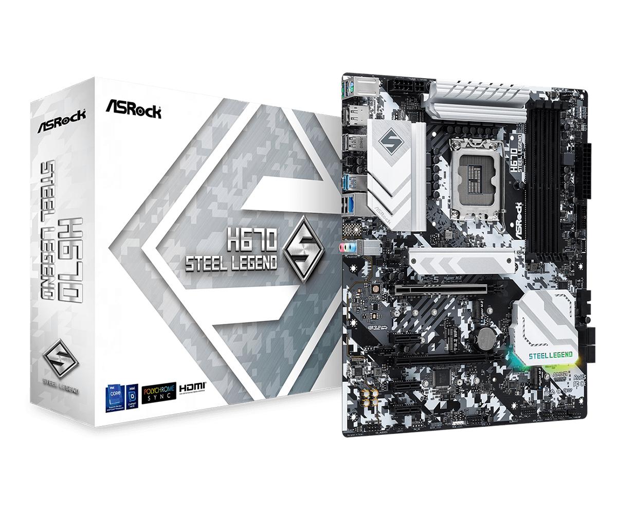 Pagrindinė Plokstė Asrock H670 Steel Legend Lga1700 4x Ddr4 Dimm Hdmi Dp 1xpcie 5 0 X16 1xpcie 4 0 X16 3xpcie 3 0 X1 Varle Lt