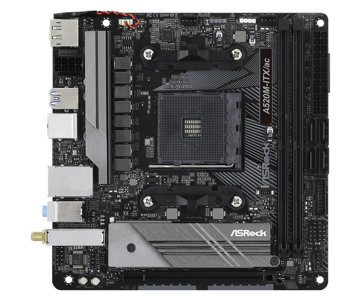 Pagrindinė plokštė ASROCK A520M-ITX/AC AM4 2xDDR4 1 x PCIe 3.0 x16 DisplayPort HDMI mITX MB