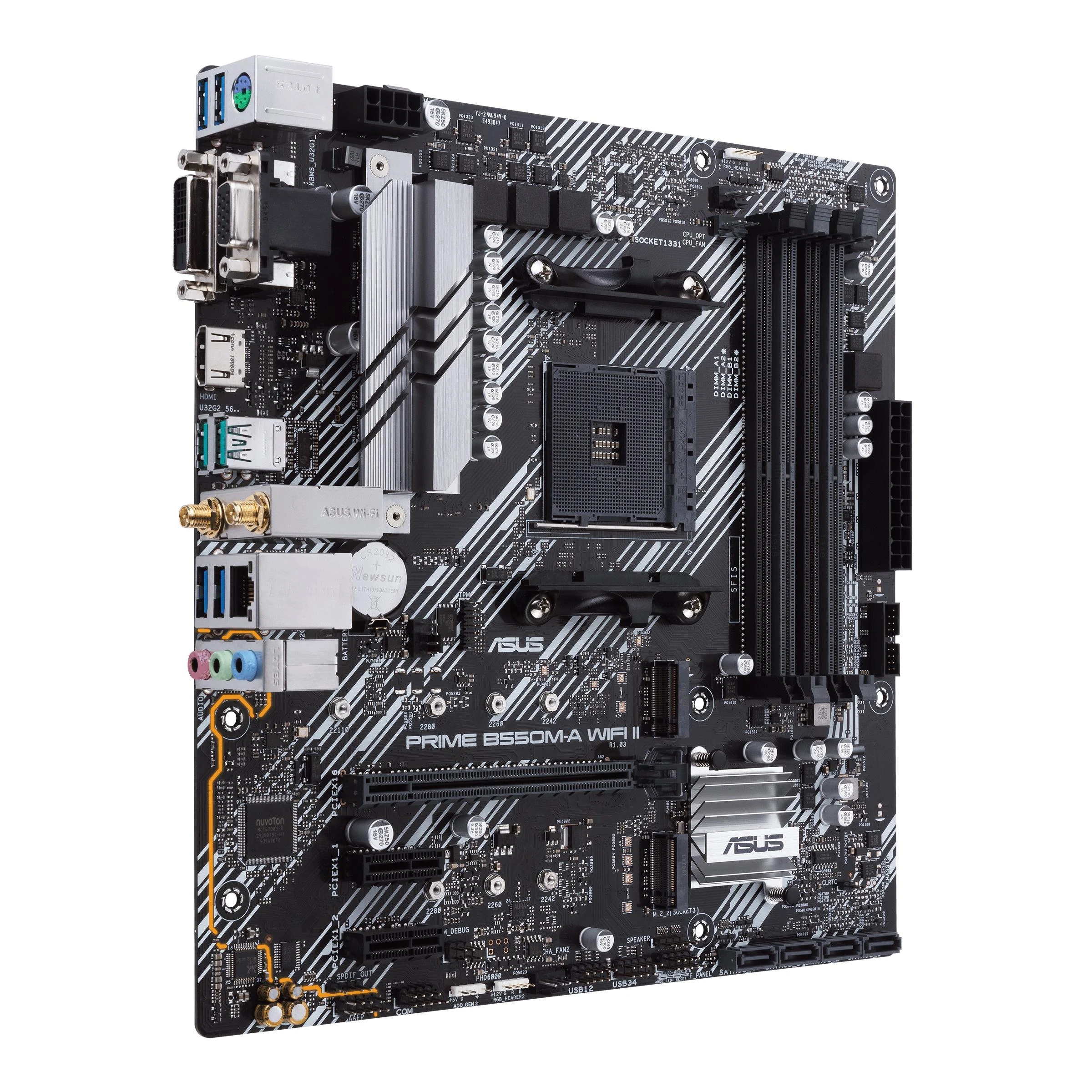 Pagrindinė plokštė Asus | PRIME B550M-A WIFI II | Procesorių šeima AMD | Procesoriaus lizdas AM4 | DDR4 DIMM | Atminties lizdai 4 | Palaikomos standžiojo disko sąsajos SATA, M.2 | SATA jungčių skaičius 4 | Lustų rinkinys AMD B550 | microATX