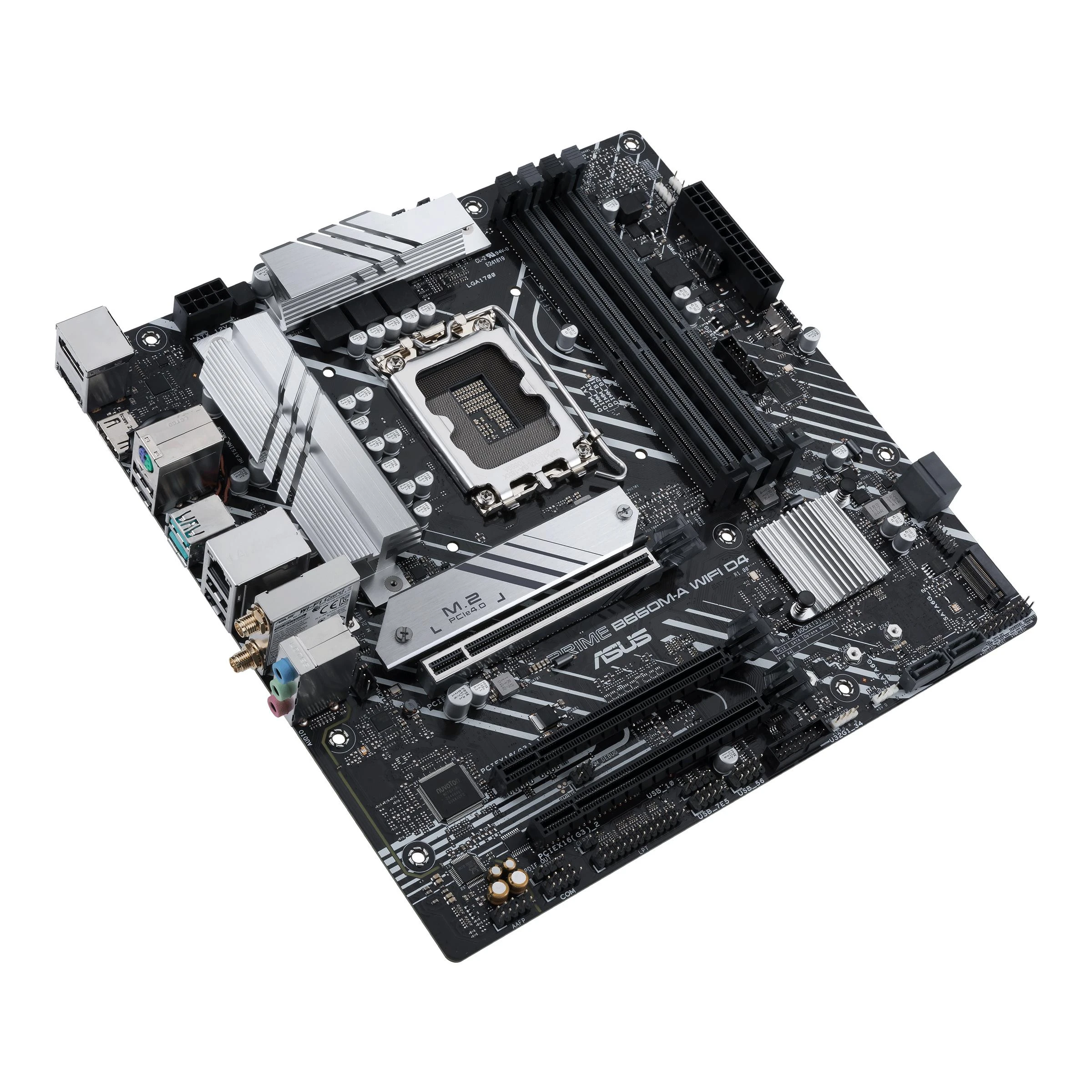 Pagrindinė plokštė ASUS Intel B660 / LGA1700 / MicroATX / Memory DDR4 / Atminties lizdai 4 / 1xPCI-Express 3.0 1x / 1xPCI-Express 3.0 4x / 1xPCI-Express 4.0 16x / 2xM.2 / 2xHDMI / 1xDisplayPort / 2xAudio-In / 1xAudio-Out / 4xUSB 2.0 / 2xUSB 3.2 / 1xPS/2 / 1xRJ45 / PRIMEB660M-AWIFID4