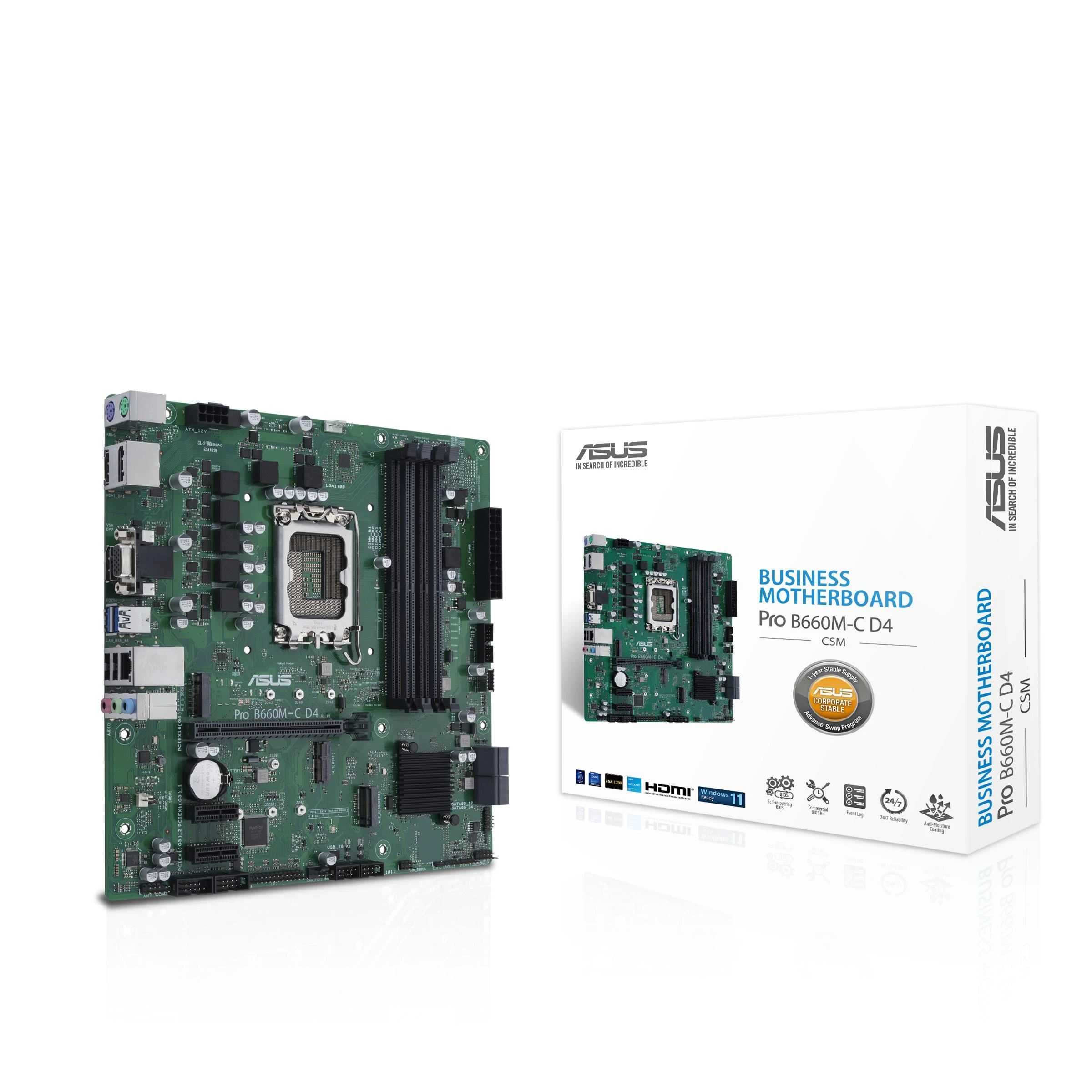 Pagrindinė plokštė ASUS Pro B660M-C D4-CSM LGA1700 mATX