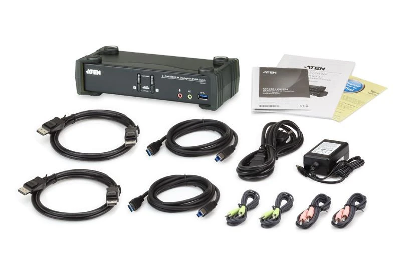 Aten CS1922 2 prievadų USB 3.0 4K DisplayPort KVMP jungiklis | Aten | 2 prievadų USB 3.0 4K DisplayPort KVMP™ jungiklis (Kabeliai pridedami) | CS1922