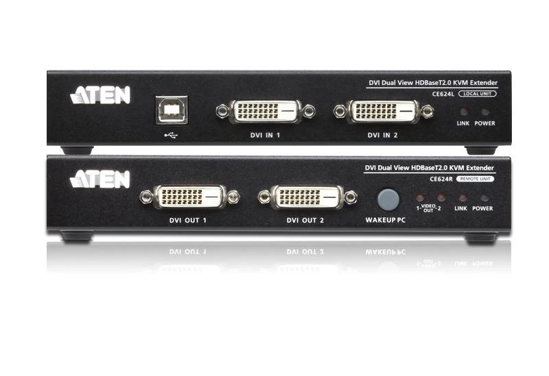 Aten | USB DVI dvigubo vaizdo HDBaseT 2.0 KVM ilgintuvas | CE624 | 1920 x 1200 100 m atstumu