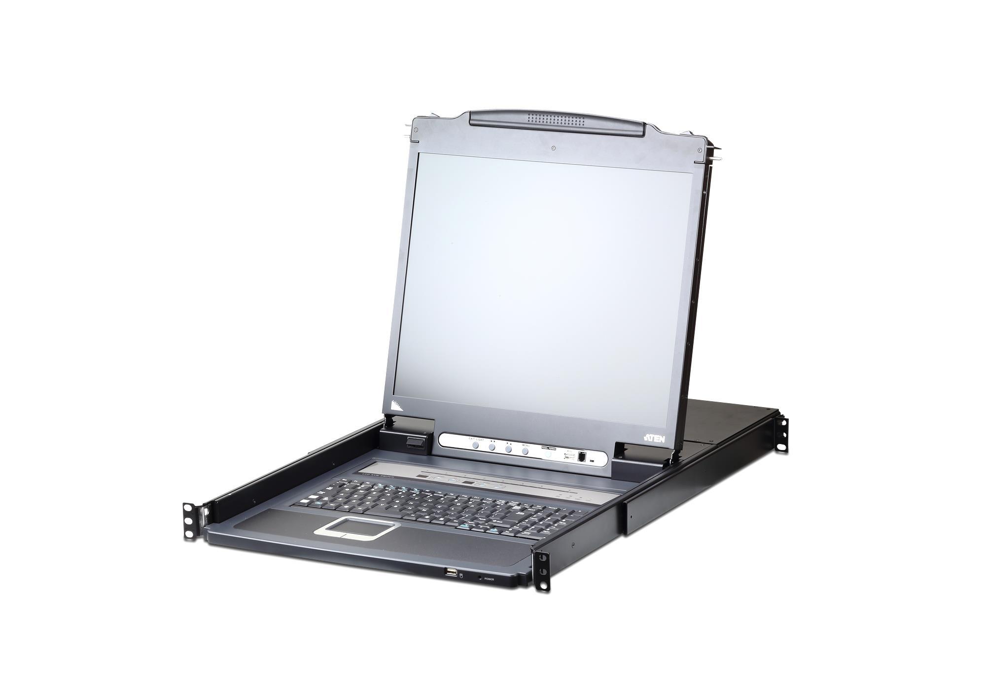 ATEN CL5708IN-ATA-AG ATEN KVM 8 prievadų LCD LED 19 + klaviatūra + jutiklinė plokštė USB-PS/2, IP administratorius