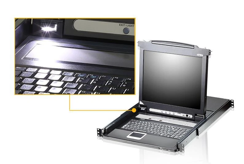 Aten | 8 prievadų PS/2-USB VGA 17" LCD KVM jungiklis su Daisy-Chain prievadu ir USB periferiniu palaikymu | CL5708M