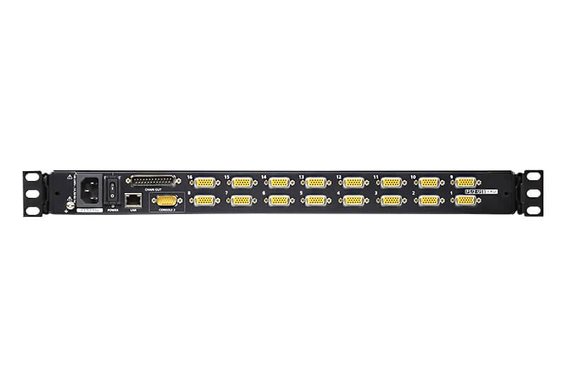 Aten | 16 prievadų PS/2-USB VGA 17 colių LCD KVM per IP komutatorius su grandinės jungtimi ir USB periferinių įrenginių palaikymu | CL5716IM