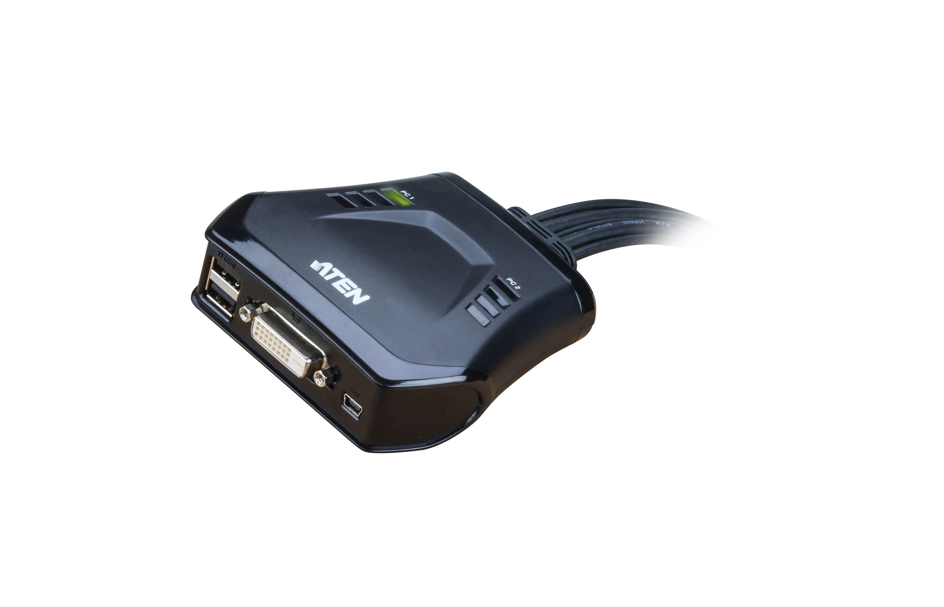 Aten 2 prievadų USB DVI kabelis KVM jungiklis su nuotolinio prievado parinkikliu | Aten | Nuotolinis prievado parinkiklis | 2 prievadų USB DVI kabelis KVM jungiklis su nuotolinio prievado parinkikliu