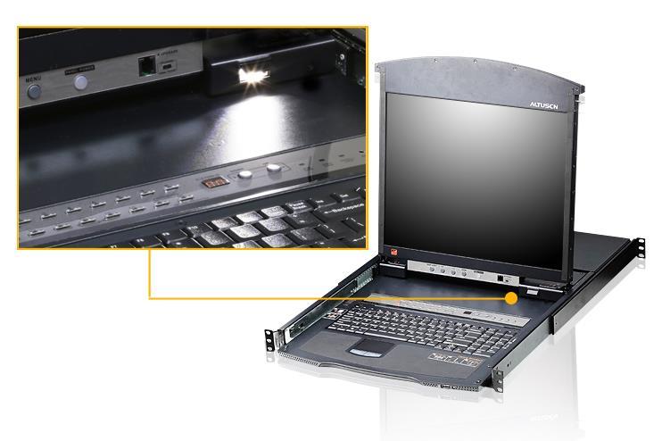 Aten | 8 prievadų Cat 5 dviejų bėgelių 19" LCD KVM komutatorius su Daisy Chain prievadu | KL1508AN-AXA-AG | 1 x USB A tipo lizdas