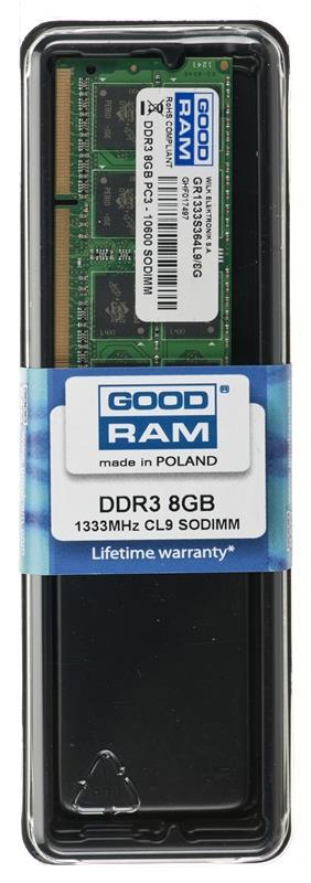 Nešiojamo kompiuterio atmintis Goodram 8GB DDR3 SO-DIMM atminties modulis 1333 MHz