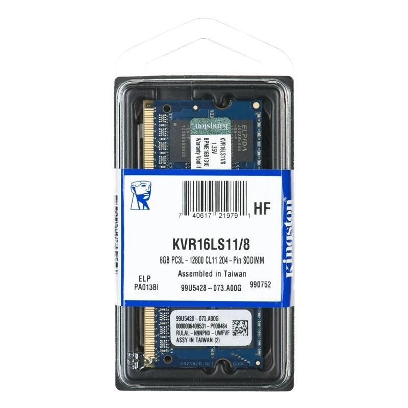 Nešiojamo kompiuterio atmintis KINGSTON 8GB 1600MHz DDR3L Non-ECC CL11 SODIMM 1.35V