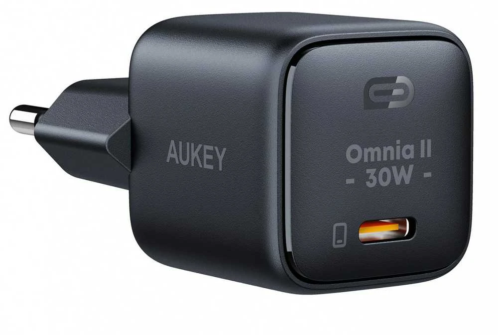 Sieninis įkroviklis Aukey PA-B1L.USB-C, 30W (juodas)