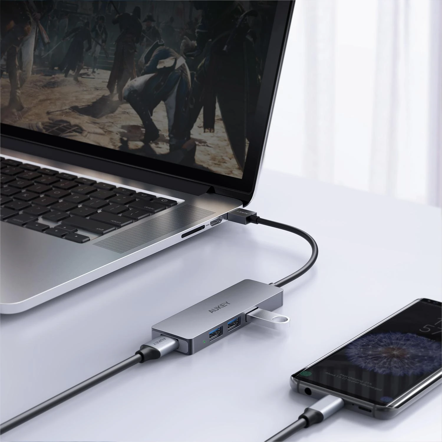 USB šakotuvas Aukey 4x USB-A 3.1 genas1 (BC-H36)