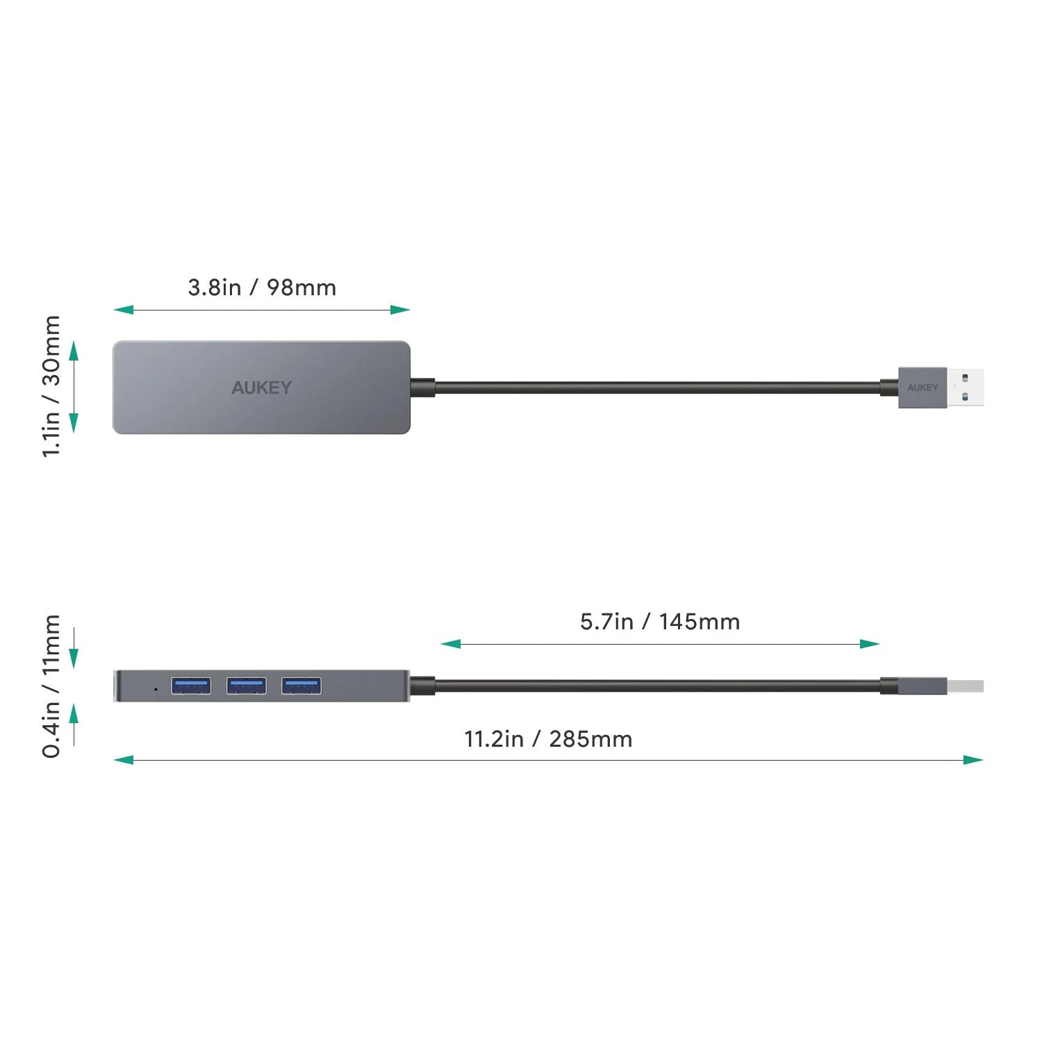 USB šakotuvas Aukey 4x USB-A 3.1 genas1 (BC-H36)
