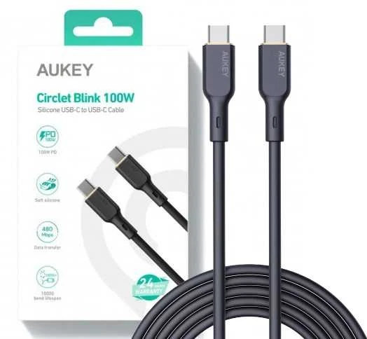 USB Kabelis - Aukey 100W 5A PD 1m, Juodas