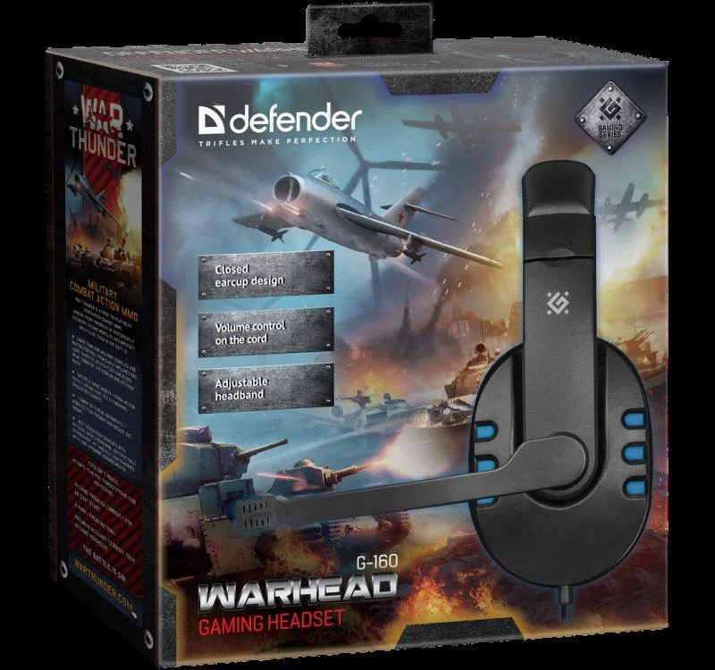 „Defender Warhead G-160“ ausinės, juodos (64118)